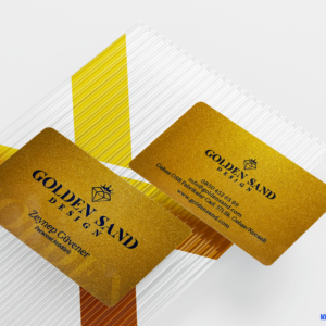 Plastik Kartvizit - Gold Simli Yüzey - Parlak Siyah Yaldızlı ve Renkli Baskı - Oval Kesim