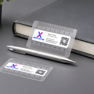 Şeffaf Cetvel Kartvizit - 500 Mikron Oval Kesim ve Beyaz Baskı