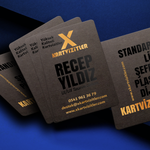 Fantezi Kartvizit Parlak Siyah Mat Altın Yaldızlı Kartvizit